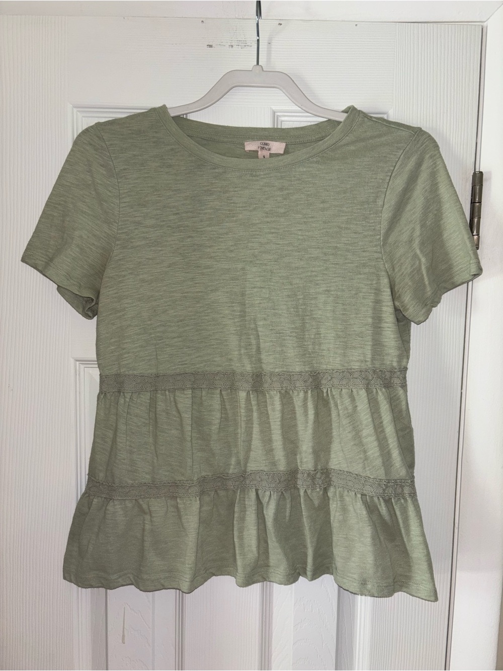 Como Vintage Sage Green Cotton Short Sleeve Tee